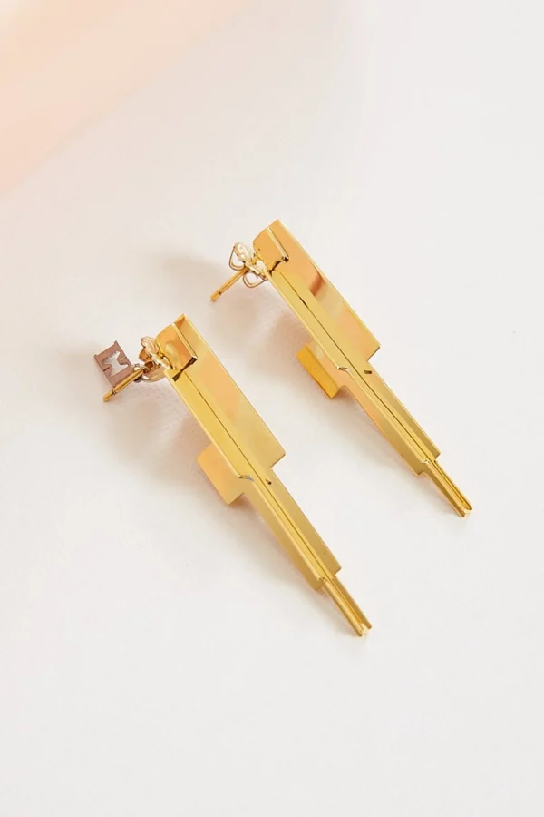 Cross icicle 24k earrings