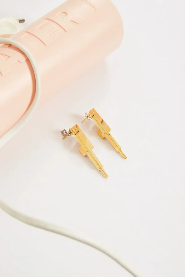 Cross icicle 24k earrings