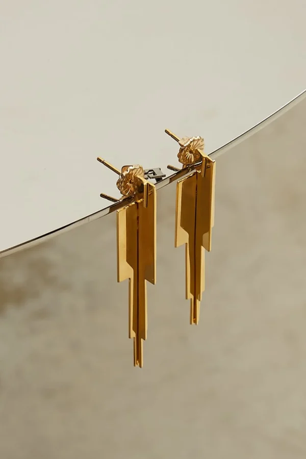 Cross icicle 24k earrings