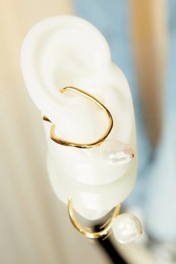 Faris Sprig perla earrings pair gold plated