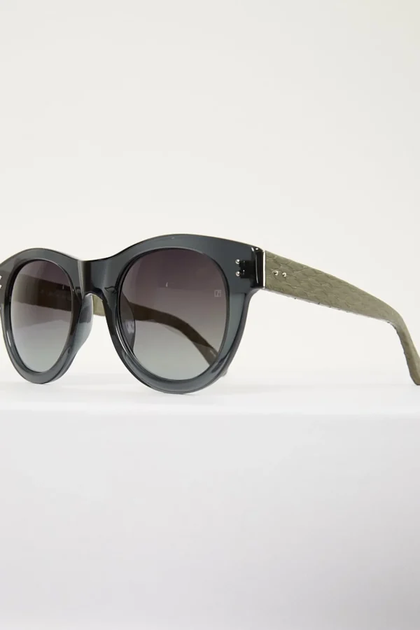 Linda Farrow gold horn acetate frame green lens sunglasses