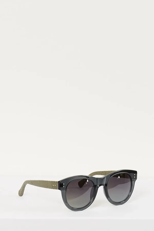 Linda Farrow gold horn acetate frame green lens sunglasses