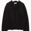 Ribbed tie neck jumper