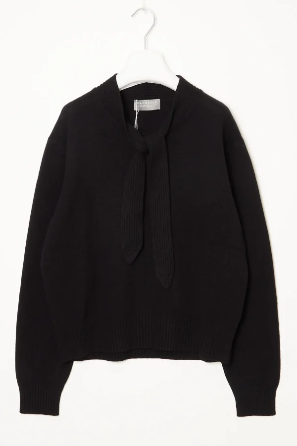 Ribbed tie neck jumper