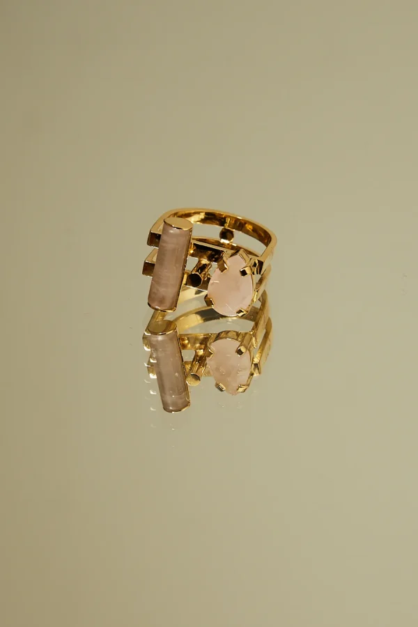 Studio Collect Tube ring with rose quartz