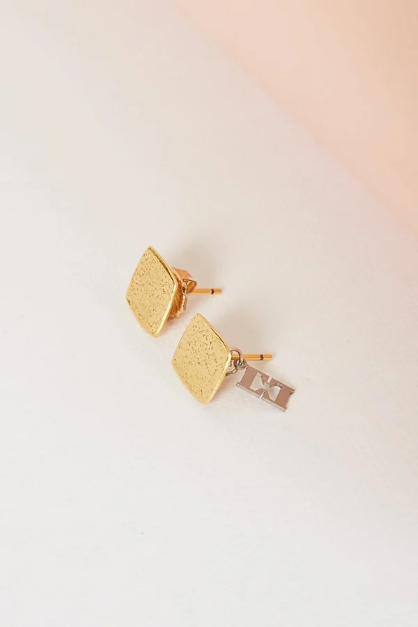 Tweek Left square 24k earrings